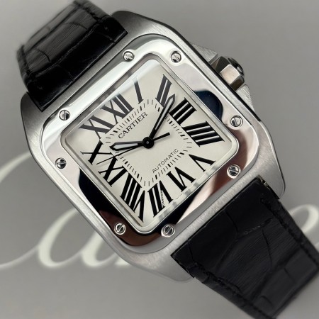 Cartier Santos 100 2878 33mm With Paper Mint condition stahl steel 5HKFeb26