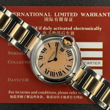 Cartier Ballon Bleu 3009 W6920034 With Card Very Good Condition Steel&RedGold 53HKLug