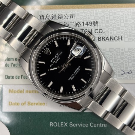 Rolex Oyster Perpetual Date 34mm 115200 Black With Card+Service Very Good condition 344ClSet
