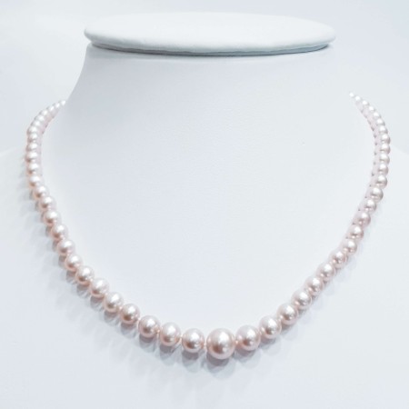 COLLIER de PERLES BIWA ROSE Mesurant de 5 à 8,5 mm, Longueur 42 cm