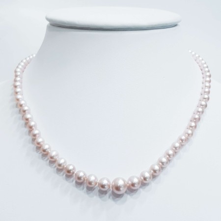 NECKLACE PEARLS BIWA PINK Measuring from 5 to 8.5 mm, Length 42 cm