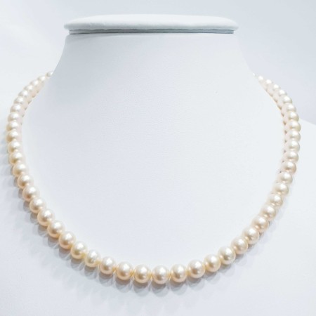 Strand necklace beads BIWA salmon size 5mm length 40cm