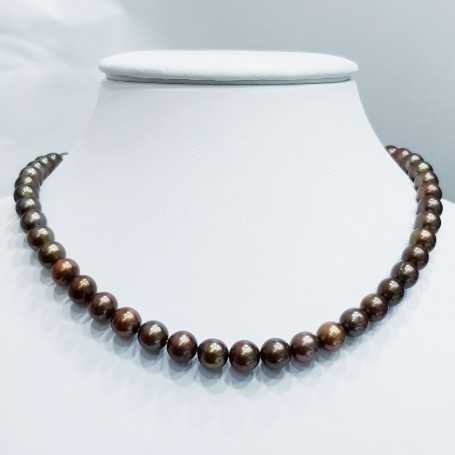 Filo COLLANA PERLE BIWA BROWN Misura da 7 a 7.5 mm Lunghezza 40 cm