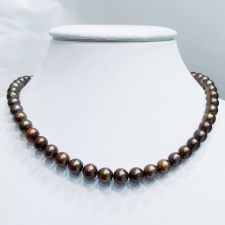 Strand necklace beads BIWA BROWN size from 6 to 6.5 mm length 40cm