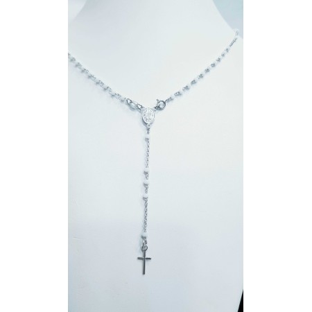 Pendentif chapelet en argent 925 avec perles (deux couleurs disponibles)