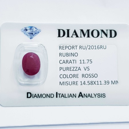 Ruby Oval 11.75 carats in certified BLISTER