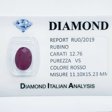 Ruby Oval 12.76 carats en BLISTER certifié