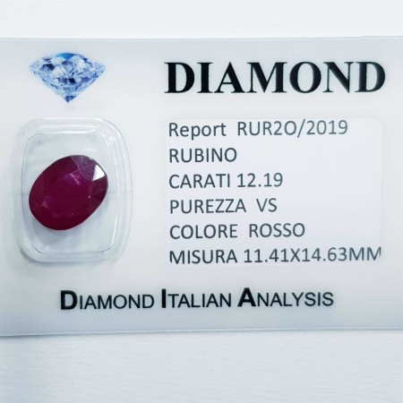 Ruby Oval 12.19 carats in certified BLISTER