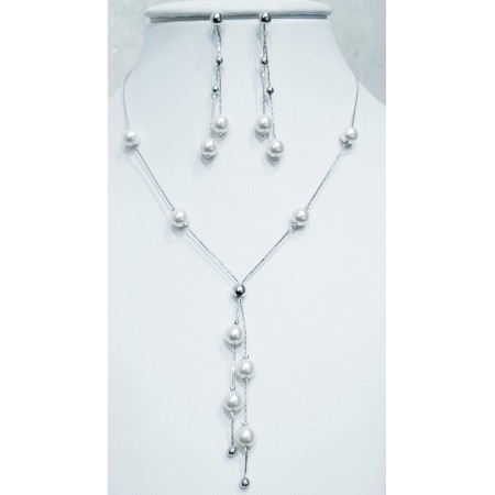 White rhodium silver pearl pendant sets-Valentine'S day Christmas Easter