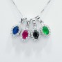 CIONDOLO OVALE in ARGENTO 925 RODIATO ORO BIANCO con GEMME MULTI COLOR