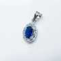 Oval pendant in 925 sterling silver rhodium plated White Gold with Multi COLOR Gems