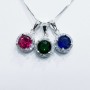 925 sterling silver rhodium plated White Gold Pendant with Multi COLOR Gems