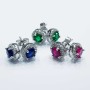 925 sterling silver rhodium plated white gold earrings with Multi COLOR Gems