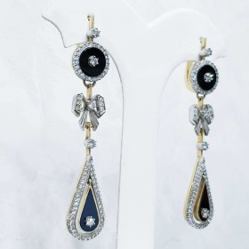Boucles d'oreilles en Or 18 carats Onyx et diamants-remise 50% lot 1.50