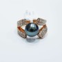 Anello in oro 18 kt con perla tahiti e diamanti ct 2.36