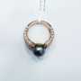 18 kt gold ring with Tahitian pearl and 2.36 ct diamonds