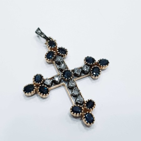 CROSS VINTAGE ANTIQUE SAPPHIRES DIAMONDS