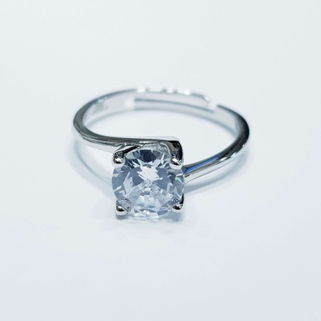 ANELLO SOLITARIO in ARGENTO 925 RODIATO ORO con ZIRCONE 7mm